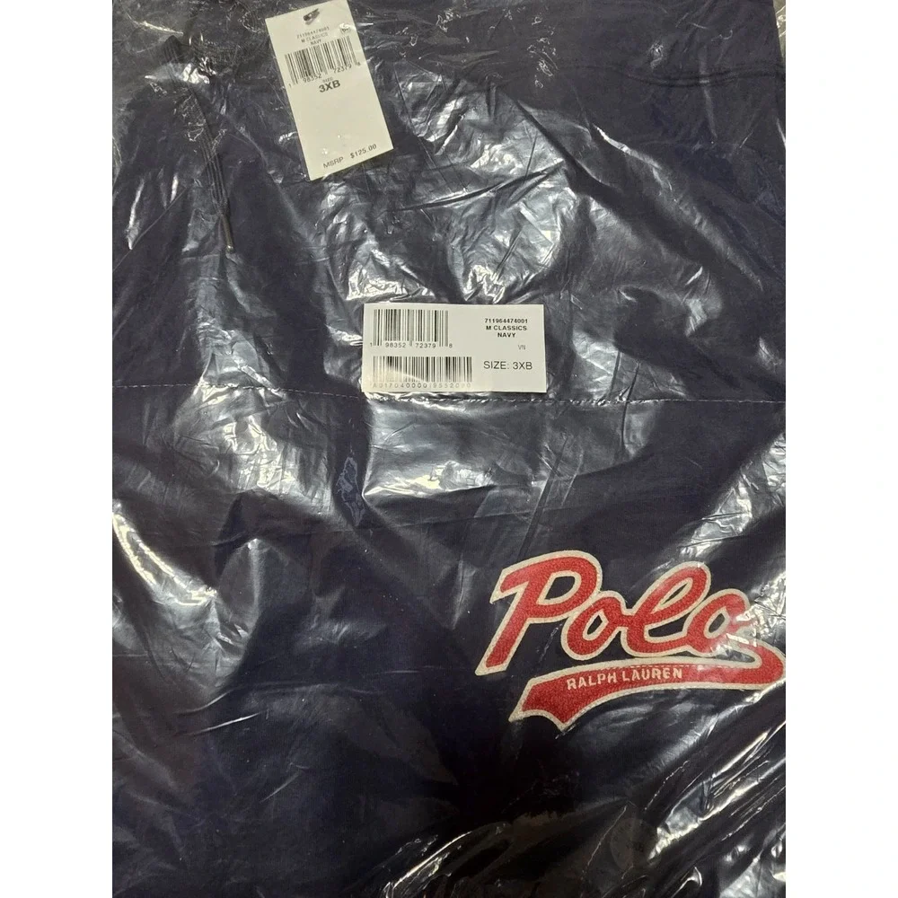 Polo Ralph Lauren Navy Blue Fleece Elastic Waste Shorts Stitched Logo Men's 3XB